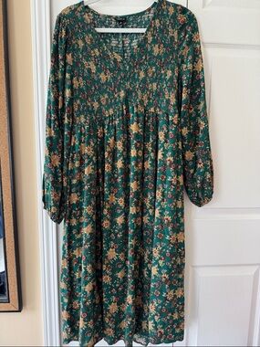 Torrid Green Floral Long-Sleeve Women's Dress Size 0